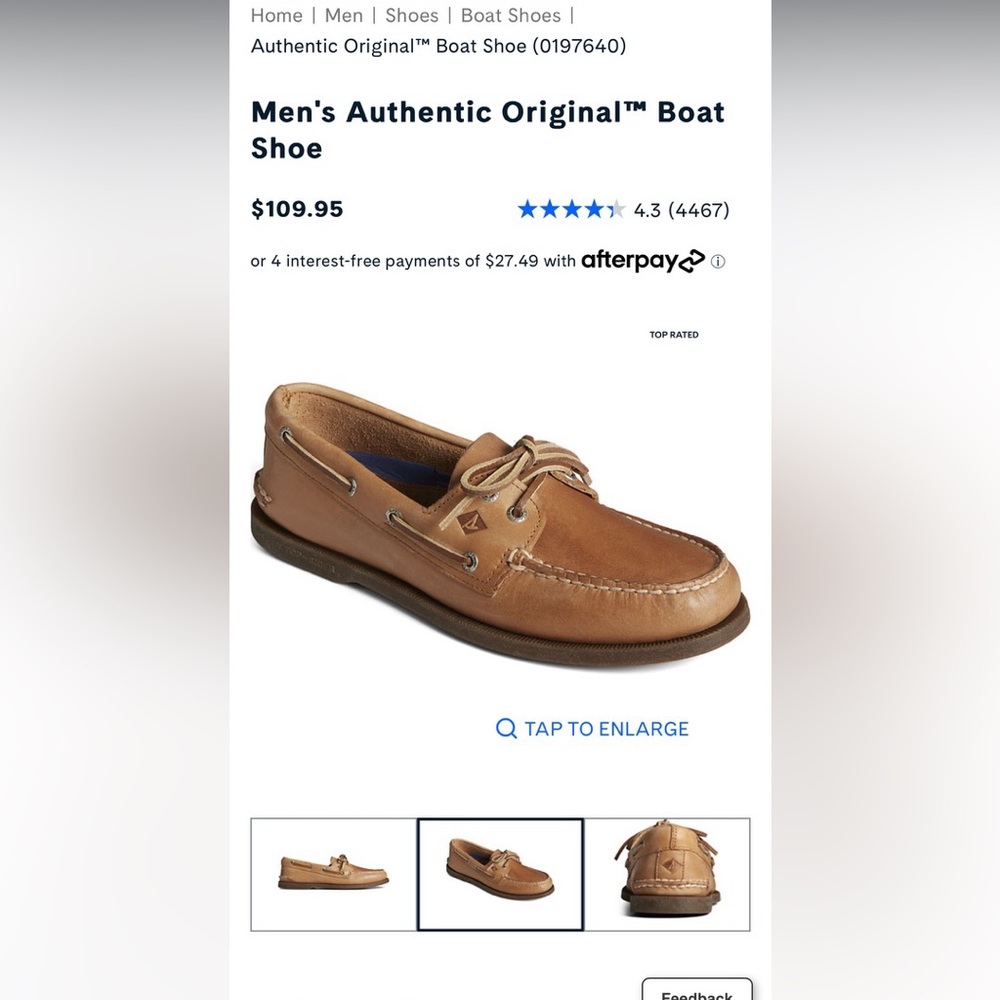 Never been worn!!! Size 12 sperrys. Was gifted the wrong size - Picture 1 of 5